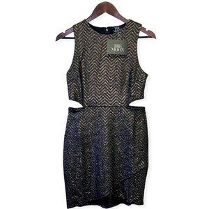 The Moon By The Moon Collection Women's Size M Cut Out Mini-Dress Black Gold